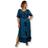 Vestido Longo Indiano Manga Curta Bordados Plus Size 11095