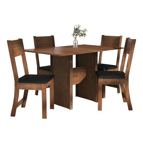 Conjunto Sala de Jantar Mesa Aracaju 90cm Tampo Redondo Vidro/MDF com 4  Cadeiras 03 com Puxador Madenova Móveis - Tudo De Móveis - Compre Direto  das Fábricas