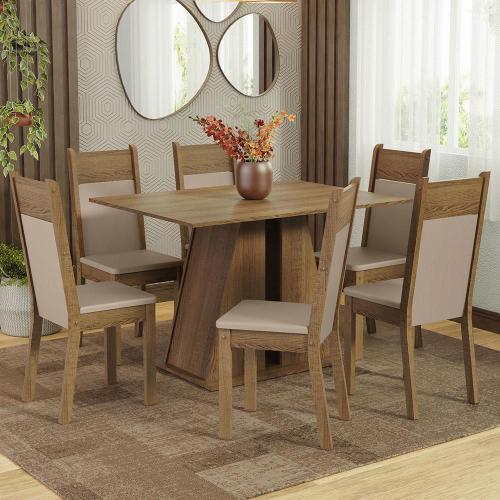 Sala de Jantar Mesa Bennet 1,60m Com 6 Cadeiras Dilly Fixas - D'Confort  Design®
