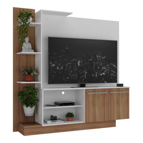 Santi Morumbi  Painel Home Linea Brasil Belmonte Para TV até 65” Com Led  Cacau Amêndoa/Chumbo 810002034/205863