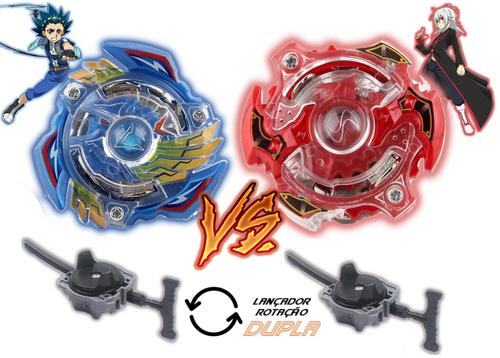 Kit com 4 peoes beyblade metal burst 2 lancadores 2 cordinha arena xun