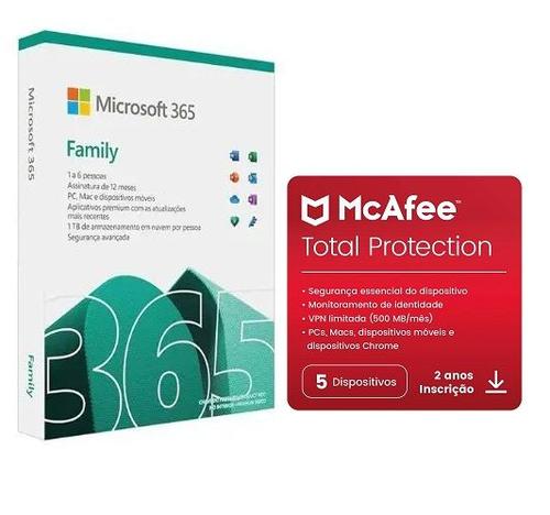 Microsoft Office 365 Family com McAfee Total Protection Para 5 dispositivos