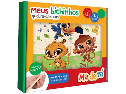 Brinquedo Pedagógico Madeira Quebra Cabeça Infantil Desenhos Ou Animais Vol  2