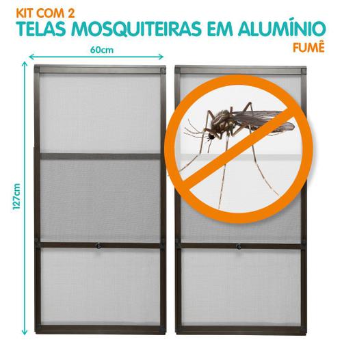 Tela Mosquiteira em Alumínio -  Altura regulável - Largura 60 cm - Fum