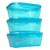 03 Pote Hermetico Para Alimentos Freezer E Microondas Translucido 1000ml - Lp House Azul