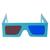 05 unid Óculos Anaglifo, Óculos 3D Azul