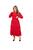 090 Vestido Midi Feminino de Lese Manga Longa Moda Evangelica Outono  Vermelho