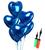 10 Balão Metalizado Coração 45cm (Escolha A Cor) Festas Decoração  + Bomba Balão azul