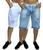 2 bermudas jeans rasgadas desfiadas masculina verao envio imediato Jeans clara, Branco