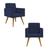 2 Cadeiras Poltronas para Sala Escritório  Balaqui Decor Azul Marinho