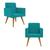2 Cadeiras Poltronas para Sala Escritório  Balaqui Decor Azul Turquesa