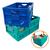 2 Caixa Cesto Dobrável 60 L Organizadora Multiuso até 20 kg Empilhável Leve Resistente Para Supermercado Roupa Brinquedo KIT CIANO & AZUL