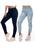 2 Calças Jeans Skinny SocialFeminina Cintura Alta Corte Empina Bum Bum e Jogger Rasgada Moderna Azul