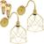 2 Luminárias Arandela de Parede Aramada Cálice Industrial Retro + 2 Lâmpadas Led ST64 Vintage Dourado