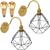 2 Luminárias Arandela de Parede Aramada Diamante P Industrial Retro + 2 Lâmpadas Led ST64 Vintage Dourado/Preto