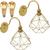 2 Luminárias Arandela de Parede Aramada Diamante P Industrial Retro + 2 Lâmpadas Led ST64 Vintage Dourado