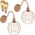 2 Luminárias Arandela de Parede Aramada Globo Industrial Retro + 2 Lâmpadas Led ST64 Vintage Cobre Rose Gold