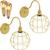 2 Luminárias Arandela de Parede Aramada Globo Industrial Retro + 2 Lâmpadas Led ST64 Vintage Dourado