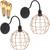 2 Luminárias Arandela de Parede Aramada Globo Industrial Retro + 2 Lâmpadas Led ST64 Vintage Preto/Cobre Rose Gold