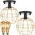 2 Lustre Teto Plafon + 2 Lâmpada Led St64 Industrial Aramado Globo Retrô Luminária Vintage Preto/Dourado