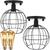 2 Lustre Teto Plafon + 2 Lâmpada Led St64 Industrial Aramado Globo Retrô Luminária Vintage Preto