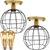 2 Lustre Teto Plafon + 2 Lâmpada Led St64 Industrial Aramado Globo Retrô Luminária Vintage Dourado/Preto