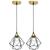 2 Pendente Aramado Diamante Luminária Lustre Luxo Pequeno Teto Retrô Agp Ilumini Industrial Preto/Dourado