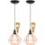 2 Pendentes Aramado Diamante Teto Luminária Retrô Balcão Agp + 2 Lâmpadas Led ST64 Vintage Laranja