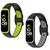 2x Pulseira Silicone Furadinha Compatível com Galaxy Fit 2 Preto c/ Verde + c/ Cinza