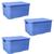 3 Caixas Organizadora Cestos Multiuso 18 L Com Tampas Rattan Azul