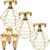 3 Lustre Teto Plafon + 3 Lâmpada Led St64 Industrial Aramado Diamante Retrô Luminária Vintage Dourado