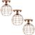 3 Lustres Teto Plafon Industrial Aramado Globo Retrô Luminária Sobrepor Vintage Agp Ilumini Cobre Rose Gold