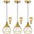 3 Pendente Aramado Esfera Balonê + 3 Lâmpada Lustre Luminária Teto Regulável Sala Cozinha Industrial Dourado