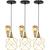 3 Pendentes Aramado Cálice Luminária Lustre Retrô Balcão + 3 Lâmpadas Led ST64 Vintage Teto Dourado