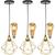 3 Pendentes Aramado Diamante Luminária Lustre Retrô Balcão + 3 Lâmpadas Led ST64 Vintage Teto Dourado