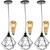 3 Pendentes Aramado Diamante Luminária Lustre Retrô Balcão + 3 Lâmpadas Led ST64 Vintage Teto Preto