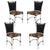 4 Cadeiras em Alumínio e Fibra Sintética JK Cozinha Edícula Preto e Rivieira Marrom