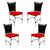 4 Cadeiras em Alumínio e Fibra Sintética JK Cozinha Edícula Preto e Vermelho