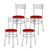 4 Cadeiras Epoxi Prata Para Cozinha  Vermelho