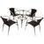 4 Cadeiras Floripa e Mesa Ascoli em Alumínio para Jardim, Piscina, Edícula Trama Original Preto