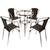 4 Cadeiras Floripa e Mesa Ascoli em Alumínio Para Jardim, Piscina, Edícula Trama Tabaco