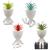 4 Plantas Artificiais + 4 Vasos Bob Plant - Decoração Sala Branco