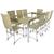 6 Cadeiras Haiti e Mesa de Jantar Haiti em Alumínio para Cozinha, Jardim, Edícula - Trama Original Avelã