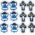 6 Entremeios Anjinho 6 Crucifixos Aplique P/ Terço Infantil Azul Escuro