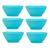 6 Tigelas Bowl Quadrada em Melamina Sobremesas Pote 300ml Azul