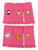6 Toalhinhas de Mão 23x36 Bordadas com Tema Safári Infantil. Toalha de Boca, Bebê, Escolar, Lancheira Pink