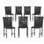 7 Cadeiras Corda Náutica Cannes em Alumínio com Pintura Eletrostática para Cozinha Jantar Edícula Preto