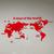 Adesivo de Decoração Mapa Mundi de Acrílico 3D - Médio Vermelho
