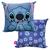 Almofada Aveludada Decorativa Stitch Flores Disney 40x40Cm Azul