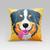 Almofada Avulsa Cheia Estampada Pet Dog em Veludo Suede 45cm x 45cm com Refil de Silicone - Decoração Raças Cachorros Bernese